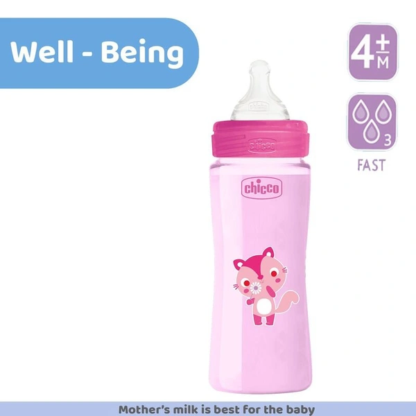 CHICCO BABY W/B FEEDING BOTTLE 4M 330ML PINK - 330ML