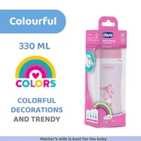 CHICCO BABY W/B FEEDING BOTTLE 4M 330ML PINK - 330ML