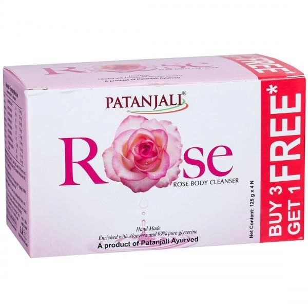 PATANJALI SOAP ROSE BODY CLEANSER - 4X125GM