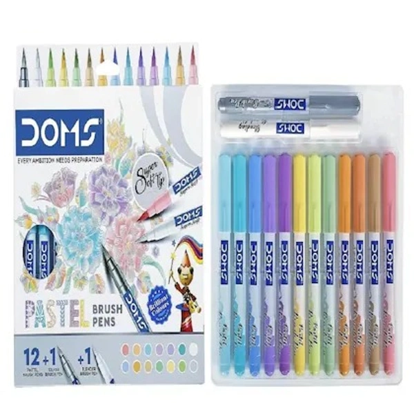 DOMS BRUSH PENS PASTEL SET 12+1+1N - SET