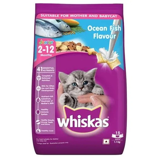 WHISKAS JUNIOR 2-12 MONTHS OCEAN FISH WITH MILK - 1.2KG