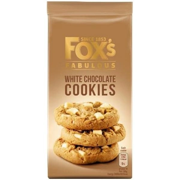 FOXS FABULOUS WHITE CHOC. COOKIES - 175GM