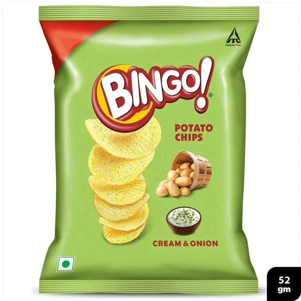 BINGO POTATO CHIPS CREAM & ONION - 52GM