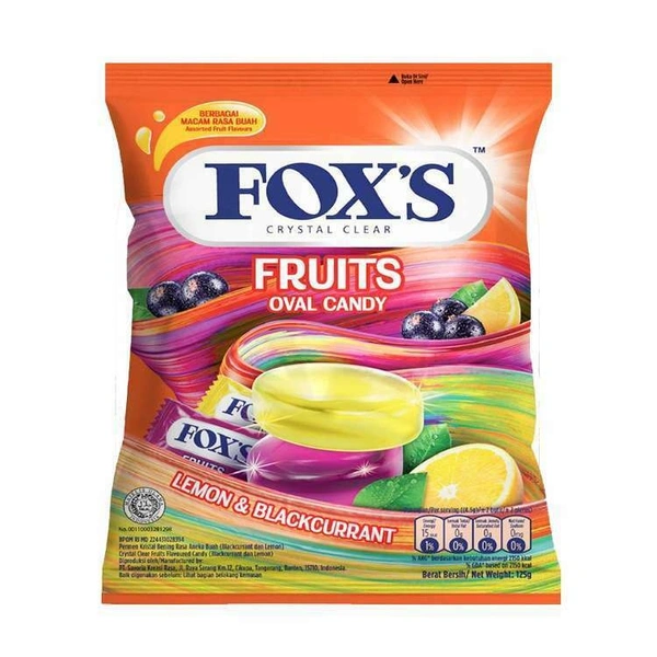 FOXS FRUITS OVAL CANDY (POUCH) - 125GM