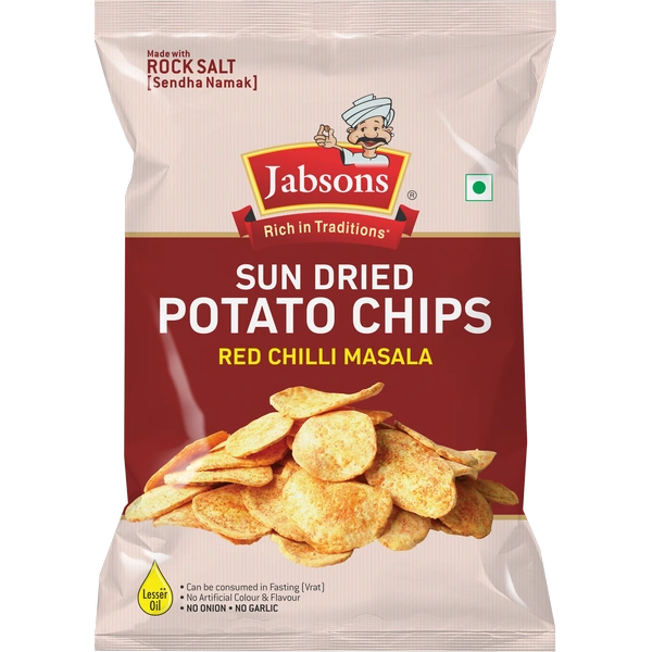 JABSONS SUN DRIED POTATO CHIPS RED CHILLI MASALA - 110GM