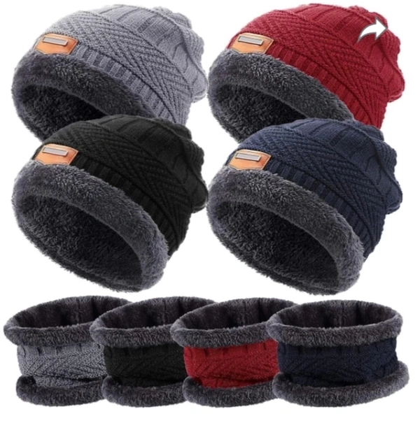 Woolan Muffler Cap  - Black