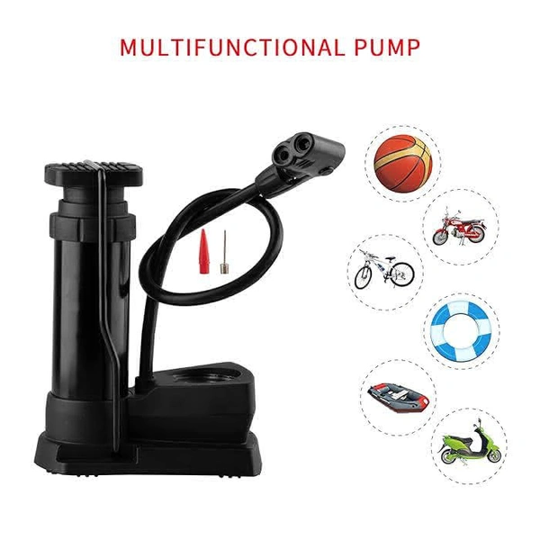 Portable Bike Pump, Foot Bicycle Tire Pump with Pressure Gauge, Bicycle Pump with Presta and Schrader Valve, Air Pump for Balls with Gas Ball Needle