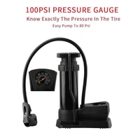 Portable Bike Pump, Foot Bicycle Tire Pump with Pressure Gauge, Bicycle Pump with Presta and Schrader Valve, Air Pump for Balls with Gas Ball Needle
