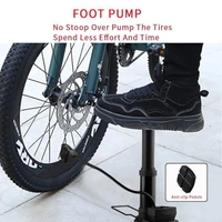Portable Bike Pump, Foot Bicycle Tire Pump with Pressure Gauge, Bicycle Pump with Presta and Schrader Valve, Air Pump for Balls with Gas Ball Needle