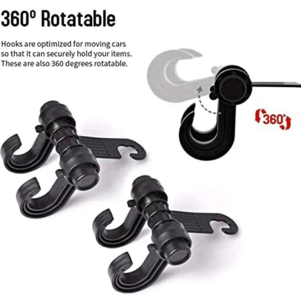 Car Seat Back Headrest Hook Hanger for Bag Purse Cloth & Grocery Clip Holder Set of 2 Piece