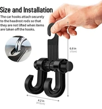 Car Seat Back Headrest Hook Hanger for Bag Purse Cloth & Grocery Clip Holder Set of 2 Piece