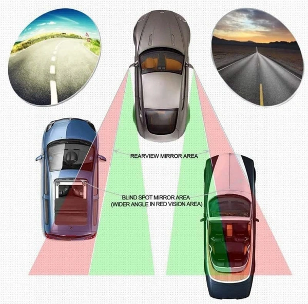 Blind Spot Mirror Round Wide Angle Adjustable 360° Rotate Convex Rear View Mirror Fit Stick-on Design for All Universal Vehicles Car
