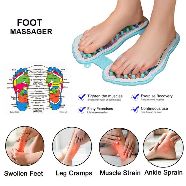 Foot Massager Pad Manual Massage Board for Heel & Feet Fatigue Plantar Fasciitis Pain Relief, Body Targeting Acupressure Chart
