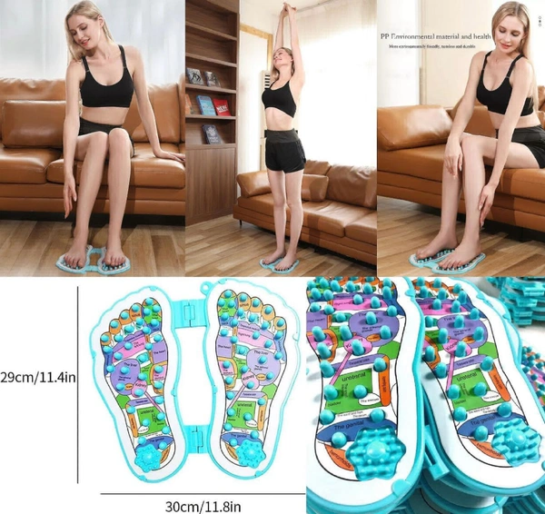 Foot Massager Pad Manual Massage Board for Heel & Feet Fatigue Plantar Fasciitis Pain Relief, Body Targeting Acupressure Chart