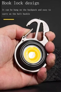 Portable Round Emergency & Camping Keychain Flashlights 800 Lumens Rechargeable Waterproof Mini with 4 Screwdrivers, Bottle Opener and Wrench with Strong Magnet(1 Pack)