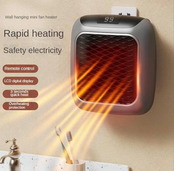 Room Heater with Remote | Portable Electric Wall space Heater With Adjustable Thermostat and Timer Low Consumption 800w, Heater for Home Office Dorm Dog Room