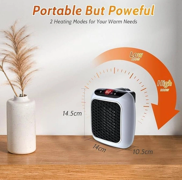 Room Heater with Remote | Portable Electric Wall space Heater With Adjustable Thermostat and Timer Low Consumption 800w, Heater for Home Office Dorm Dog Room