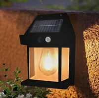 Solar Wall Lights Outdoor, Wireless Dusk to Dawn Porch Lights Fixture, Solar Wall Lantern with 3 Modes & Motion Sensor, Waterproof Exterior Lighting with Clear Panel (Medium, 1)