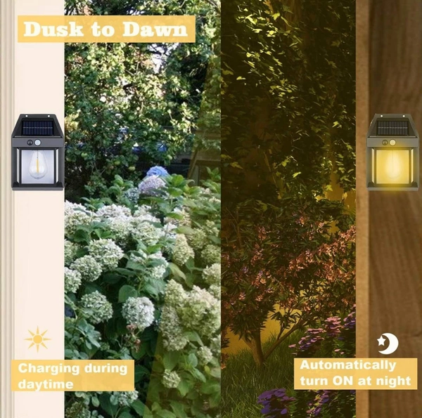 Solar Wall Lights Outdoor, Wireless Dusk to Dawn Porch Lights Fixture, Solar Wall Lantern with 3 Modes & Motion Sensor, Waterproof Exterior Lighting with Clear Panel (Medium, 1)
