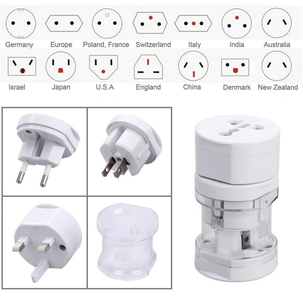 International Multipurpose Travel Adapter All in One US, AUS, UK, EU, NZ, Europe, North/South America & 150+ Countries (Pack of 1)