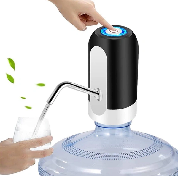 Heavy Duty Automatic USB Charging Wireless Water Can Dispenser Pump for Upto 25 Litre Universal Bottle with Silicone Pipe (Black/White)