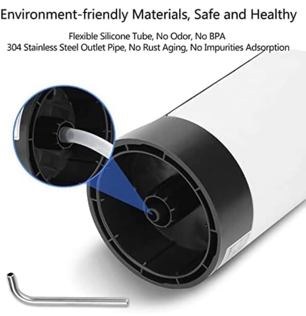 Heavy Duty Automatic USB Charging Wireless Water Can Dispenser Pump for Upto 25 Litre Universal Bottle with Silicone Pipe (Black/White)