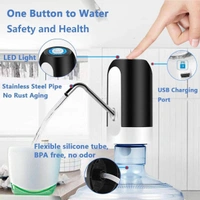 Heavy Duty Automatic USB Charging Wireless Water Can Dispenser Pump for Upto 25 Litre Universal Bottle with Silicone Pipe (Black/White)