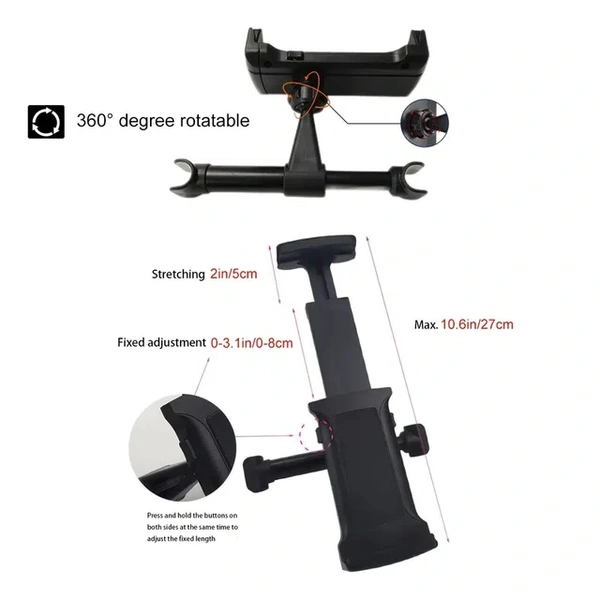 Car phone holder Universal Car Phone Holder, Car Back Seat Headrest Mount Bracket, for iPad Tablet PC, Seat Car phone holder mount (Color : Black)