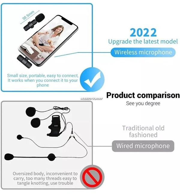 K8 Wireless Collar Mic for Type-C Android Cell Phone,Tablets & iPhone Supported Lavalier Microphone, Noise Reduction Lapel Mike -Shoots,Youtubers, Video Recording,Facebook,Live Stream