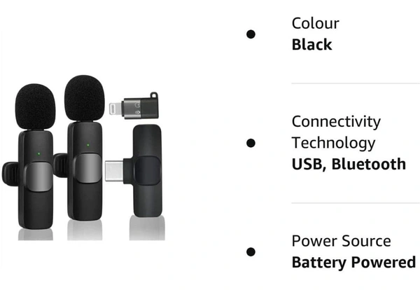 K9 Wireless Microphone Digital Mini Portable Recording Clip Mic with Receiver for All Lighting Mobile Phones Camera Laptop for Vlogging YouTube Online Class, Zoom Call (K9 Microphone)