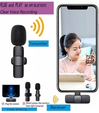 K9 Wireless Microphone Digital Mini Portable Recording Clip Mic with Receiver for All Lighting Mobile Phones Camera Laptop for Vlogging YouTube Online Class, Zoom Call (K9 Microphone)