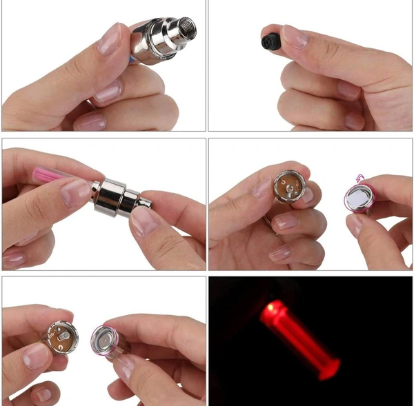 4 Pack Led Bike Wheel Lights Car Tire Valve Cap Bicycle Tyre Light Motorcycle Spoke Flash Lights Waterproof Valve Stems Caps Accessories for Men Women Kids