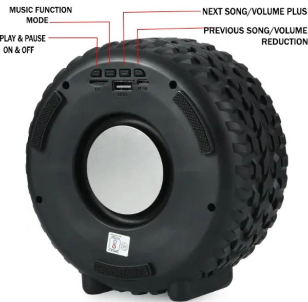 Tyre Portable Wireless Speaker with Loud Stereo Sound, Indoor, Outdoor Speakers with Bluetooth 4.2, 5H Playtime, 10m Bluetooth Range for Home, Party