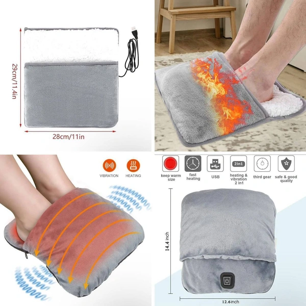 Foot Warmer Warm Foot Treasure Heating Foot Pad Bed Warm Foot Rechargeable Electric Shoes Warm Warmer Soft Plush Foot Cover Artifact