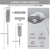 Microfiber Feather Duster Bendable & Extendable Fan Cleaning Duster with Up to 100 inches Stainless Steel Expandable Pole Handle Washable Duster