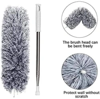 Microfiber Feather Duster Bendable & Extendable Fan Cleaning Duster with Up to 100 inches Stainless Steel Expandable Pole Handle Washable Duster