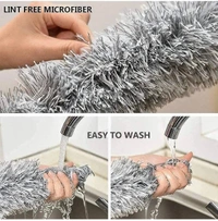 Microfiber Feather Duster Bendable & Extendable Fan Cleaning Duster with Up to 100 inches Stainless Steel Expandable Pole Handle Washable Duster