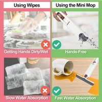 Portable Mini Mop Sponge Mop Easy to Store Hidden Powerful Absorbent Mop Ceramic Drill Floor Cleaning Suitable for Kitchen, Bathroom, Living Room, Car (Mini Mop)