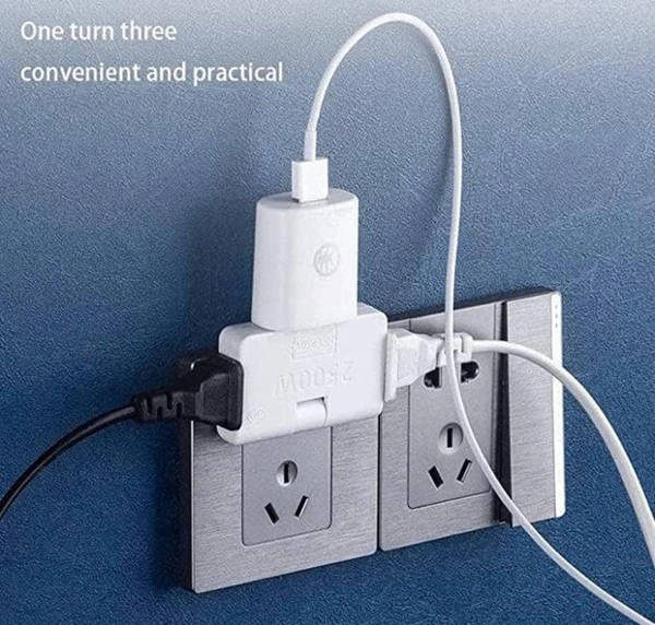 Extension Plug Electrical Adapter 3 in 1 Adaptor 180 Degree Rotation Adjustable for Mobile Phone Charging Converter Socket(2pcs Set-Random).