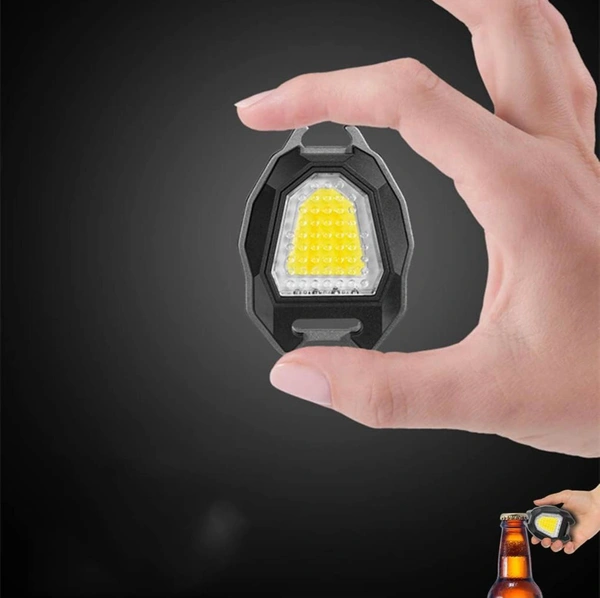 LED Mini COB Working 5144 Flashlight with Function of Bottle Opener, Adjustable Stand, Whistle, Cigare tte Lighter, Magnetic Base Support, Waterproof and Rechargeable Keychain Flashlights, 6 Light Modes