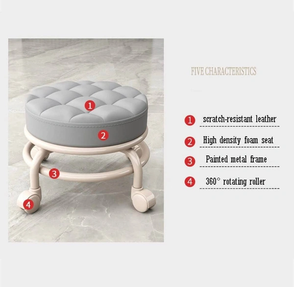 Round Rolling Stool 360° Rotating Rolling Stool Floor Stools Load Capacity 330 Lbs Round Swivel Stool with Wheels for Home Office, Adult, Kids Chair, Garage, Library (Color : Random )