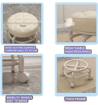 Round Rolling Stool 360° Rotating Rolling Stool Floor Stools Load Capacity 330 Lbs Round Swivel Stool with Wheels for Home Office, Adult, Kids Chair, Garage, Library (Color : Random )