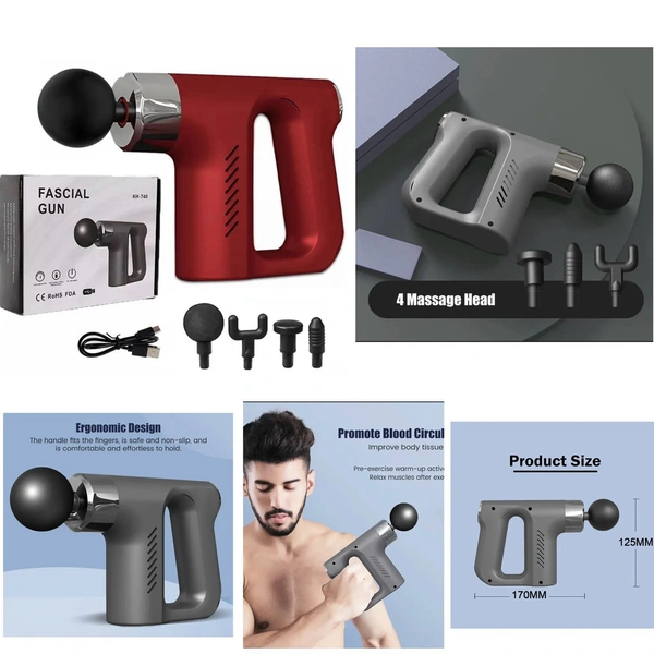 Handheld Deep Muscle Electric Massager Gun 4 Speed 4 Massager Head (Random)