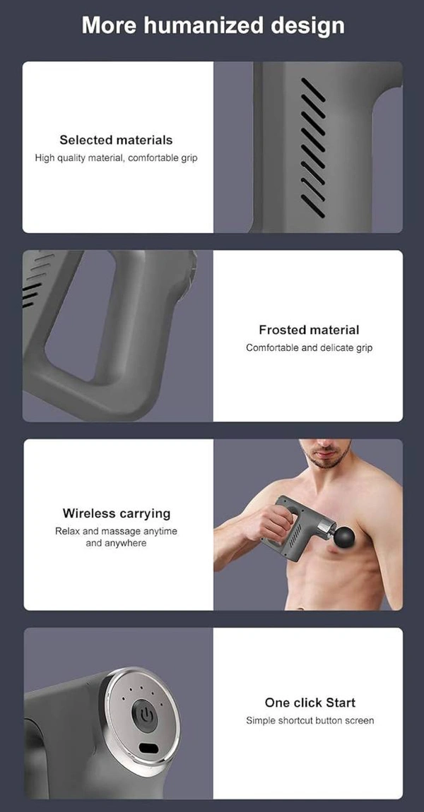 Handheld Deep Muscle Electric Massager Gun 4 Speed 4 Massager Head (Random)