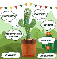 Toys Talking Cactus For Kids Dancing Cactus Toys Can Sing Wriggle & Singing Recording Repeat What You Say Funny Education Toys Playing Home Decor Items For Kids,Green