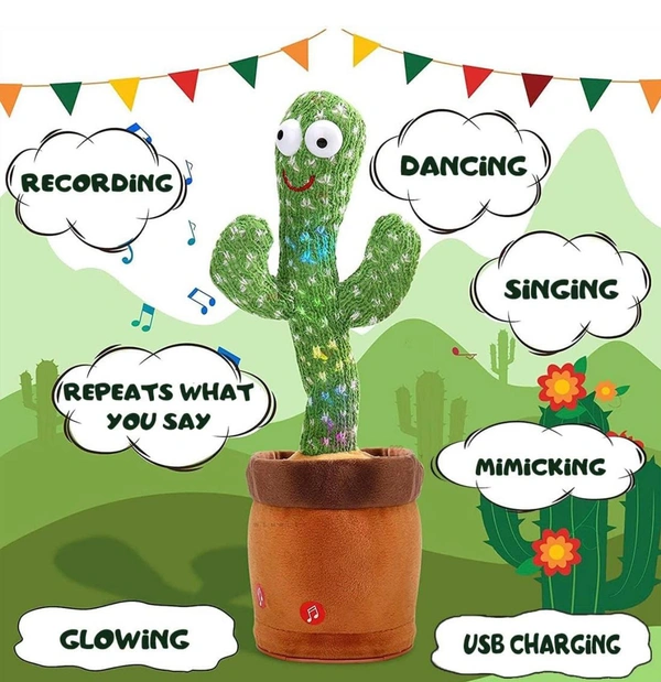 Toys Talking Cactus For Kids Dancing Cactus Toys Can Sing Wriggle & Singing Recording Repeat What You Say Funny Education Toys Playing Home Decor Items For Kids,Green