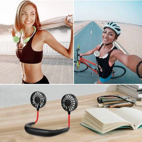 Portable Neck Fan, USB Rechargeable Mini Fan Portable Personal Fan, Handsfree Necklace Fan with 3 Speeds for Outdoor Sports, Traveling, Camping, Office