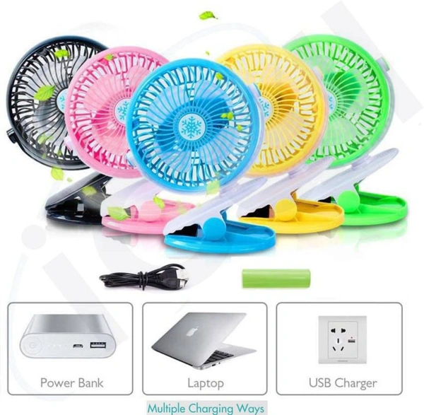 360 degree rotatable table clip fan mini fan usb cable fan (Random)