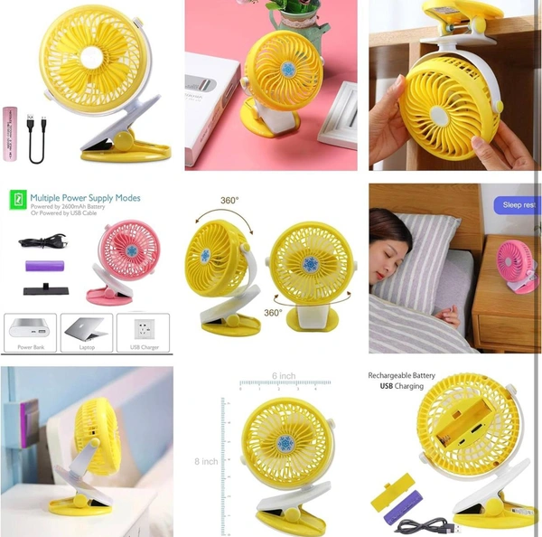 360 degree rotatable table clip fan mini fan usb cable fan (Random)