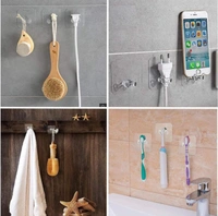 Multifunctional Mobile phone holder, Power Plugs Socket Holder, Wall Mounted Transparent, Self Adhesive Stick on Hook for Keys/Accessories ( Set Of 5pcs )